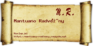 Mantuano Radvány névjegykártya